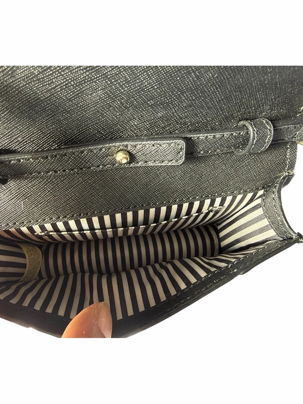 kate spade Black Saffiano Crossbody Wallet with Gold Logo